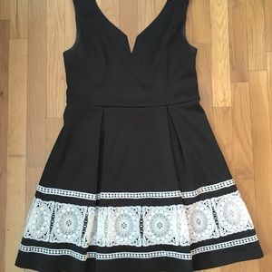 Vintage black fit and flare with lace white hem